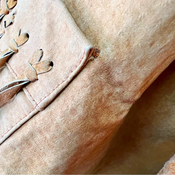 VINTAGE Fringe Leather Coat Buckskin style Jacket Shacket Ranchwear Penny Lane - Picture 9 of 10